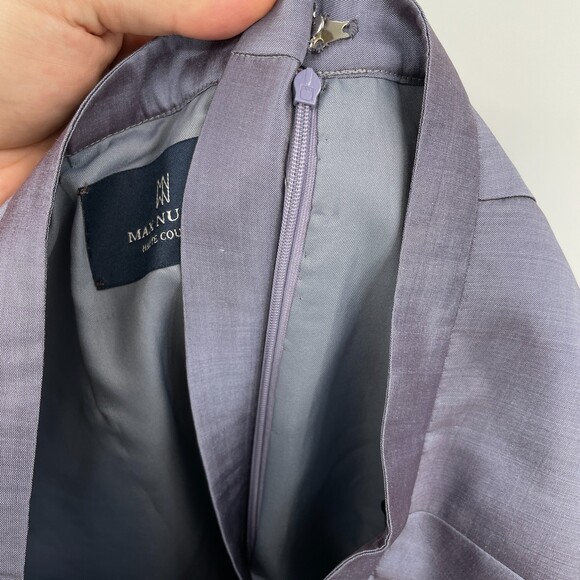 MAX NUGUS High Waist Pleated Wide Leg 100% Silk Metallic Purple Pants Size M - Picture 6 of 7